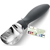 Spring Chef Heavy Duty Metal Ice Cream Scoop with Soft Grip Handle, Gray | Professional Ice Cream Scooper, Dishwasher Safe Ice Cream Spoon for Gelato, Sorbet, Cookie Dough, Sundae, Melon