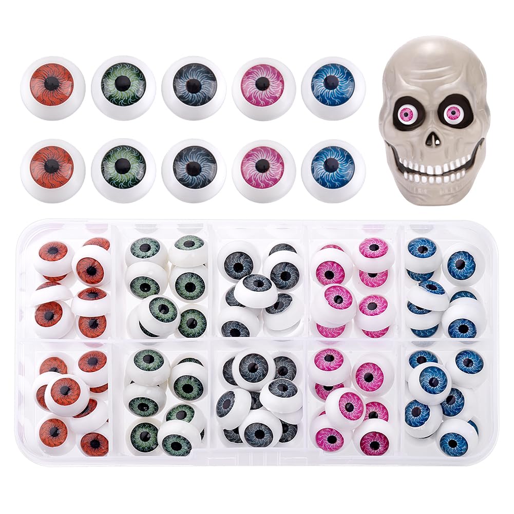 PandaHall Elite 100pcs Craft Plastic Animal Eyes, Stuffed Eyes for DIY Craft Making, 12x6mm, 5 Mixed Colors