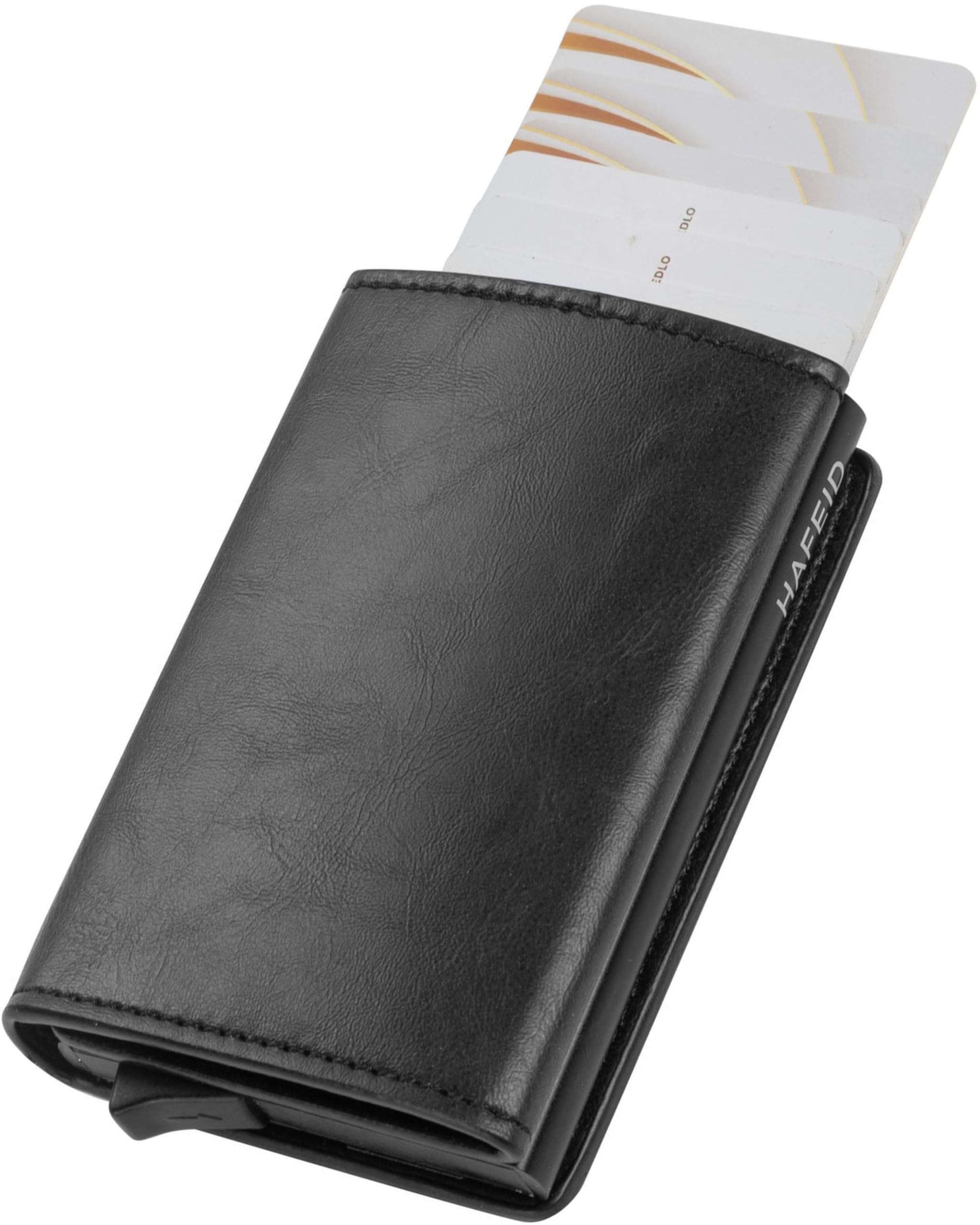 HAFEID Card Holder with Coin Compartment, RFID Blocker, Magnetic Closure and Banknote Compartment, Click and Pay Credit Card Holder, Mini Aluminium Wallet