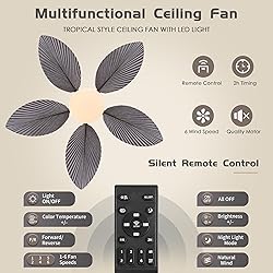 She's home 5 Palm Leaf Ceiling Fan with Light and