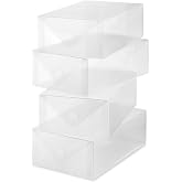 Whitmor Clear Vue Women's Shoe Box, Set of 4, White, 4 Count