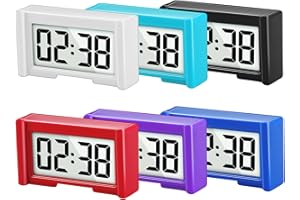 YOUNGFLY 6PCS Small Digital Clock, Mini Car Dashboard Clock Battery Operated, Car Truck Dashboard Time Self-Adhesive Bracket Vehicle Automotive Dash Stick on Air Vent Travel Folder Clock