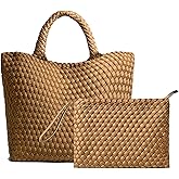 JINMANXUE Woven Hobo Bag For Women Neoprene Tote Bag Large Capacity Handbag Patchwork Handmade Casual Shoulder Bags