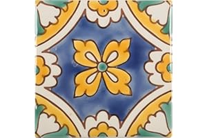 Casablanca Market MT011 Mediterranean Ceramic Florence Dux Decorative Tile, Blue/Yellow