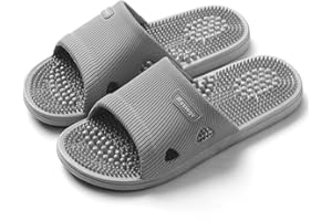 MOTTLED SKY Acupressure Massage Slippers for Plantar Fasciitis for Women Acupuncture Slippers Arthritis Neuropathy Pain Relief Non-Slip Massage Sandals Women Stress Relief Gifts for Bath (US Men 6.5-7.5, Grey)