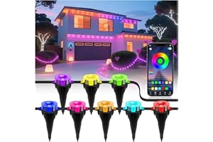 WISADA Permanent Outdoor Lights for House, 100 FT Outdoor Ground Lights with RGB Color Changing, Bluetooth Music Sync, IP67 Waterproof, Timer, 44 Key Remote & App Control for Eaves and Landscape Lighting