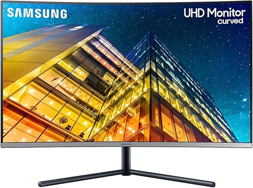 Samsung U32R592 Monitor Curvo 32 Pollici, Ultra HD, UHD, 4K, 3840 x 2160, 4 ms, 16:9, 60 Hz, 2160p, 1500R, 1 Display Port, 1 HDMI, Base a Doppio Snodo, Colore Blu/Grigio