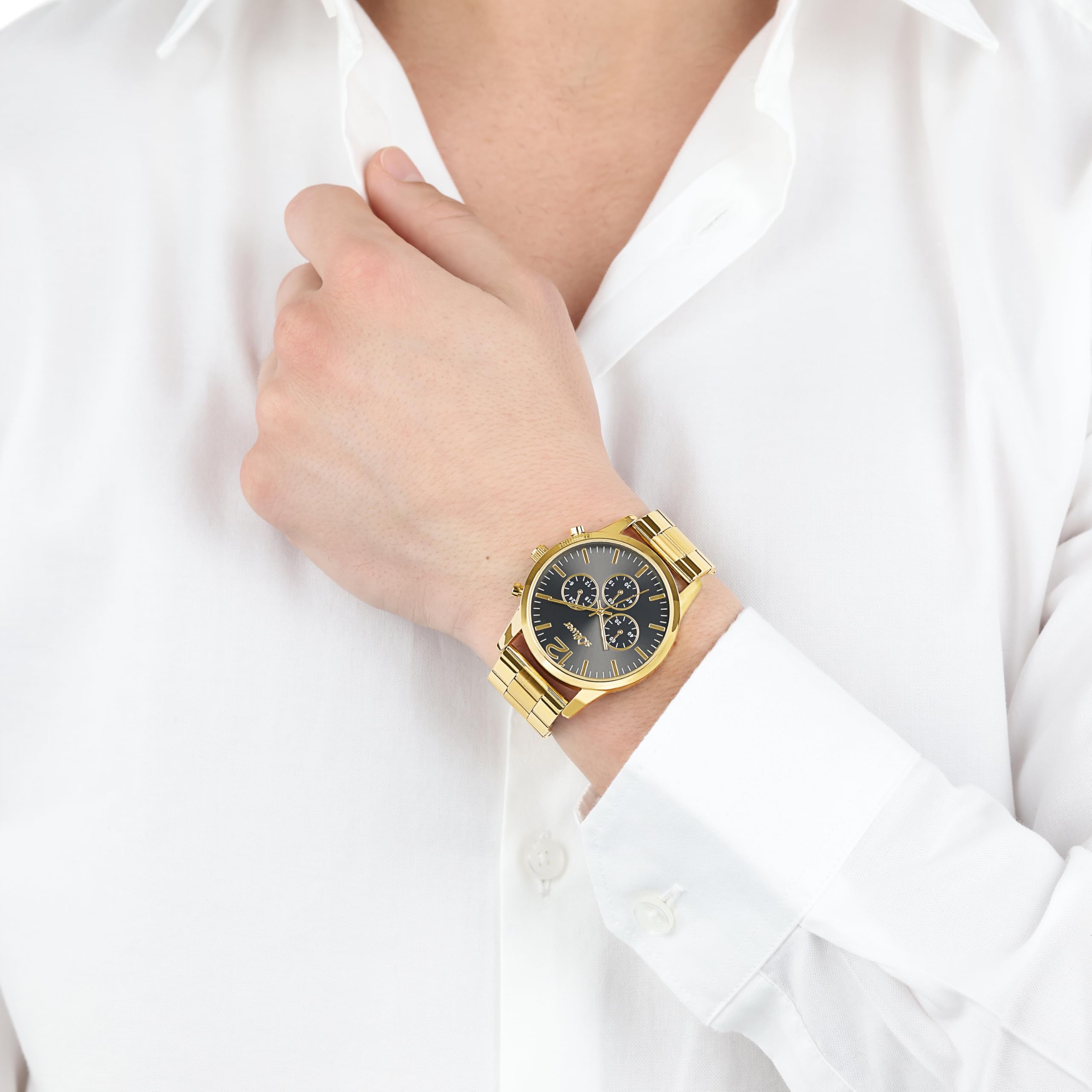 s.Oliver Armbanduhr Herren Chronograph Analog, mit Edelstahl Armband, 3 bar Wasserdicht, Kommt in Uhren Geschenk Box