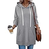 StunShow Women Oversized Sweatshirt Pullover Casual Split Hem Long Hoodie Dress with Kangaroo Pocket 2025 Fall