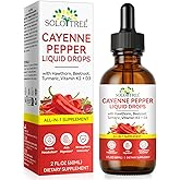 Cayenne Pepper Drops Supplement Liquid, Cayenne Pepper Organic for Turmeric,Panax Ginseng, Beet Root Powder,Ceylon Cinnamon and More Herbals - 2 Fl Oz (1)