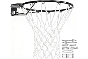 IHANDIY Heavy Duty Replacement Basketball Rim - 18" Solid Steel with Heavy-Duty Net, Pro-Grade Basketball Hoop Rim, Wall-Mount & Hoop Replacement, Double Spring Basketball Hoop Rim & Complete Installation Kit