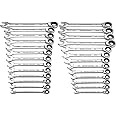 DEKOPRO 26-Piece Ratcheting Combination Wrench Set, Metric 8-22mm & SAE 5/16-1" Chrome Vanadium Steel Ratchet Combination Wre