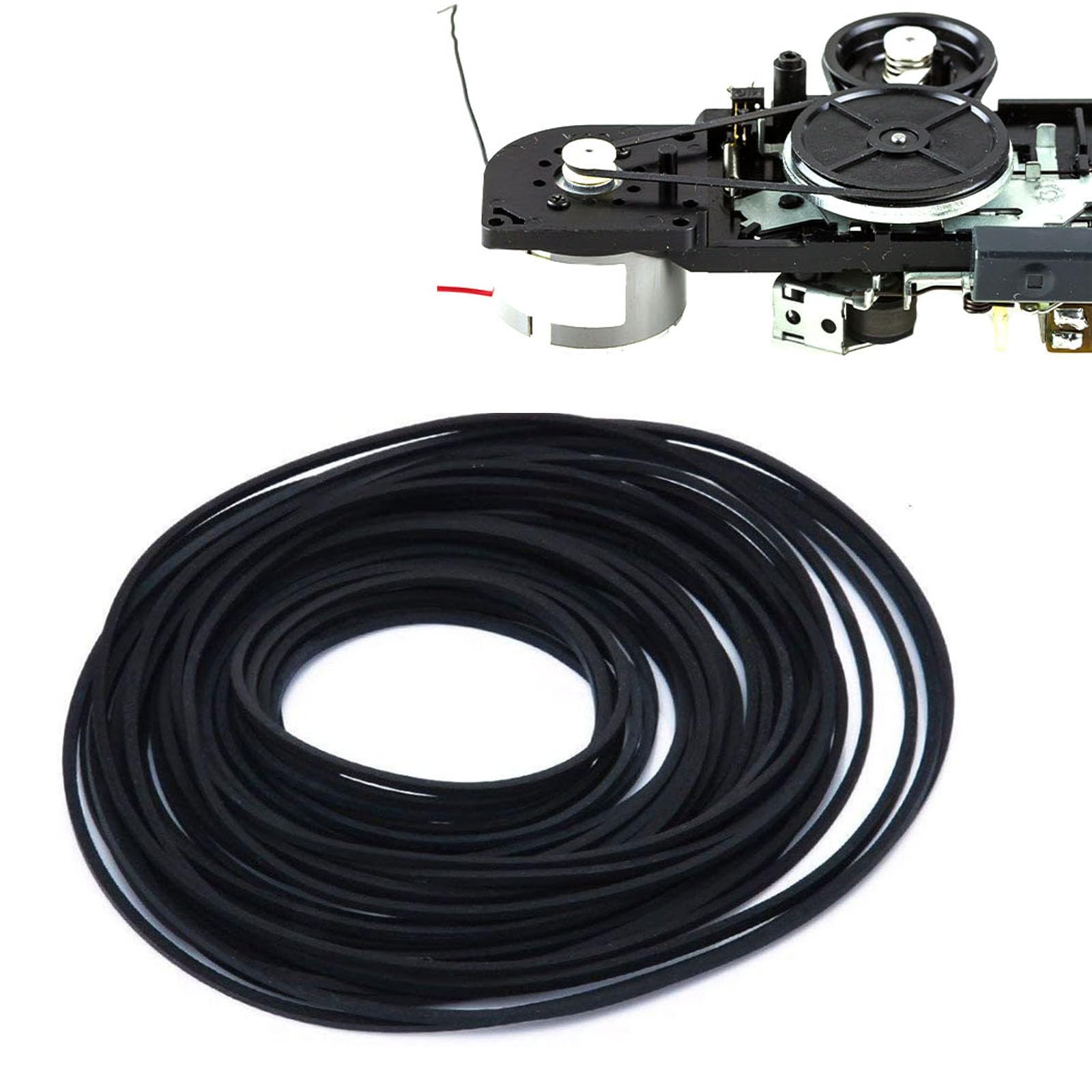 QEEROYO Black Rubber Cassette Tape Belt, Pack of 50, Compatible with Multiple Devices