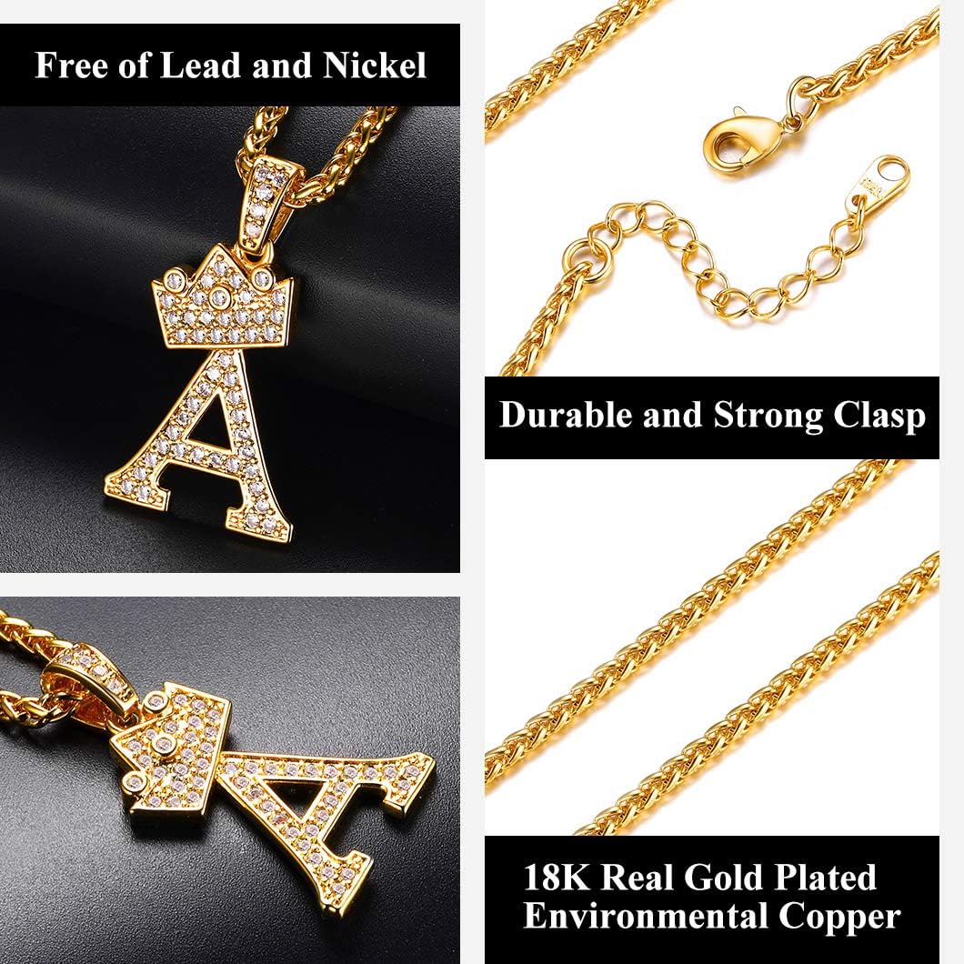 Richsteel Initial A Pendant For Women Gold Chain Mens Necklace Letter Bling Name Necklaces, 01. Letter a - Image 5