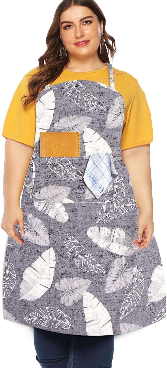 FanChose Plus Size Cotton Canvas Apron with Pockets for Men Women Cooking