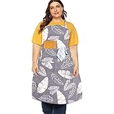 Sanlykate Extra Large Canvas Cotton Apron for Men & Women, Plus Size Durable Aprons with 2 Pockets, Adjustable Bib Machine Washable Oversized Aprons for Baking, Cooking, Painting - Feather