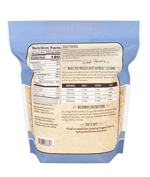 BOB’S RED MILL GLUTEN FREE OLD FASHIONED ROLLED OATS, 32OZ (PACK OF 1) – NON GMO, WHOLE GRAIN, VEGAN, KOSHER