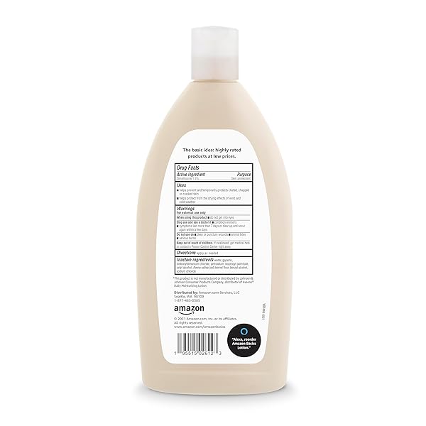 AMAZON BASICS DAILY MOISTURIZING OATMEAL BODY LOTION, FRAGRANCE FREE, NON-GREASY, FAST-ABSORBING, NON-COMEDOGENIC, COLLOIDAL OATMEAL, SKIN PROTECTANT, 18 FL OZ (PACK OF 1) (PREVIOUSLY SOLIMO)