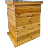 Bee Hives Coated Bee Hive Starter Kit 10-Frame Langstroth Beehive | No Frames Include , 2 Deep and 1 Medium Super Boxes, Wax Dipped Wood Bee House Includes Metal Top Cover &amp; Queen Excluder