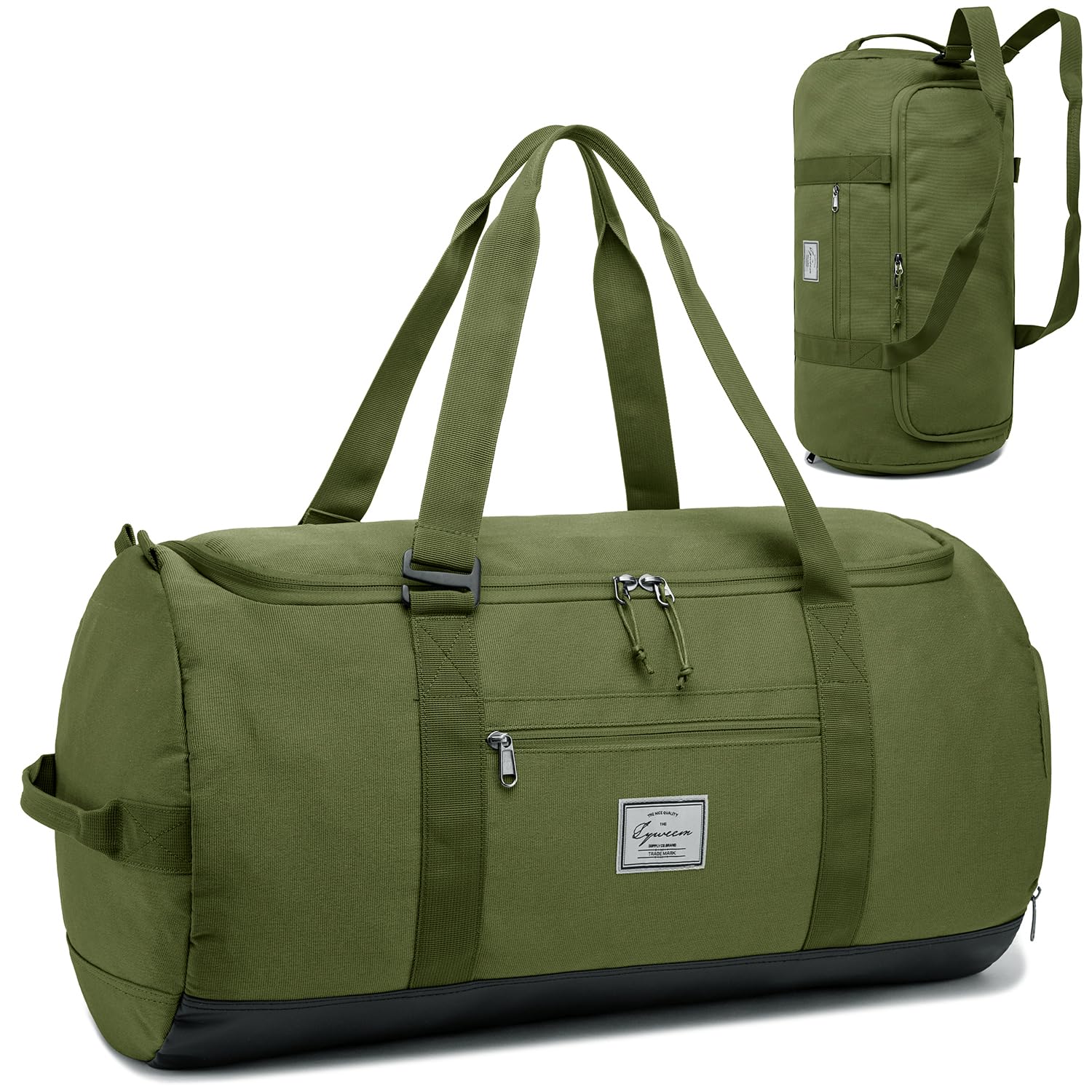 Lyweem Sports Gym Bag Men - 60L Large Travel Duffle Bag with Shoe Compartment, Weekend Holdall Bags, Overnight Duffel Bag Backpack, Green