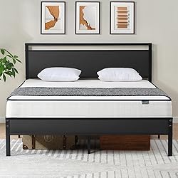 Z-hom Queen Bed Frame with Modern Wood Headboard