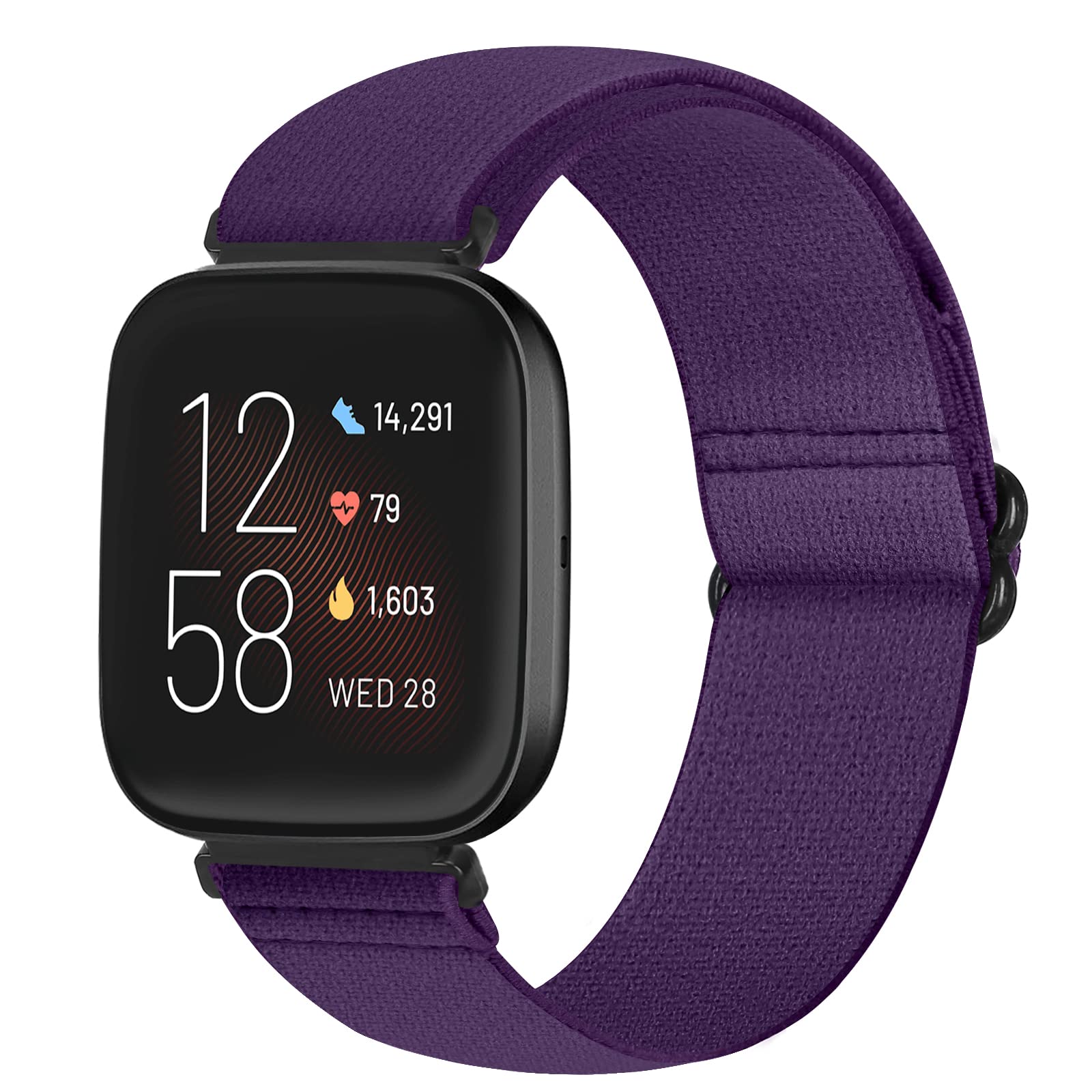 Runostrich Adjustable Elastic Watch Straps Compatible with Fitbit Versa/Fitbit Versa 2 Nylon Sport Loop Stretch Wristband Replacement Band for Women Men (Purple)