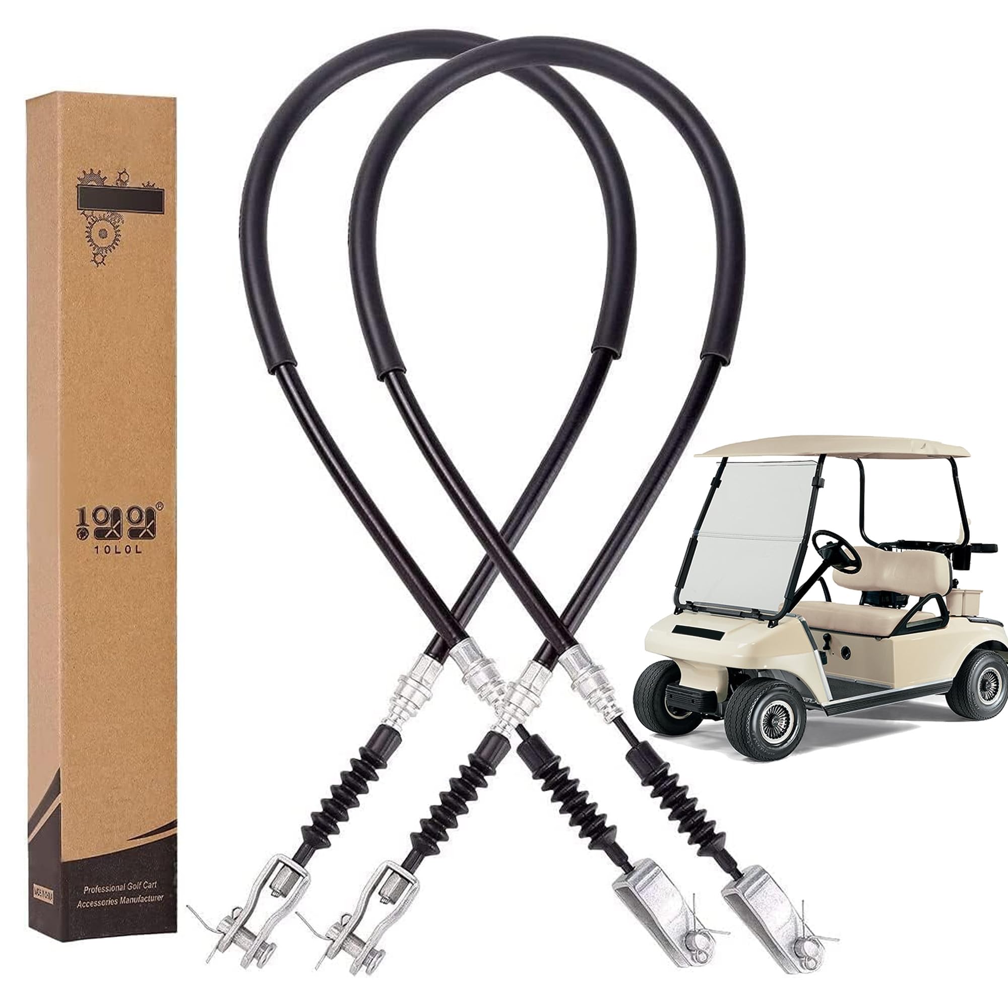 10L0L Golf Cart Brake Cable Set Stainless Steel Core Passenger and Driver Side for Club Car DS 1981-1999 G&E Golf Cart OEM# 1011125 1011403 1016761-01(42 Inch, 2PCS)
