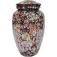 Mosaic Glass Cremation Urn - Hand Made Funeral Urn for Human Ashes - Large Adult Size Burial Urn - Hand Applied Individual Tiles Create a one of a Kind Work of Art - 200 cu in (Black)