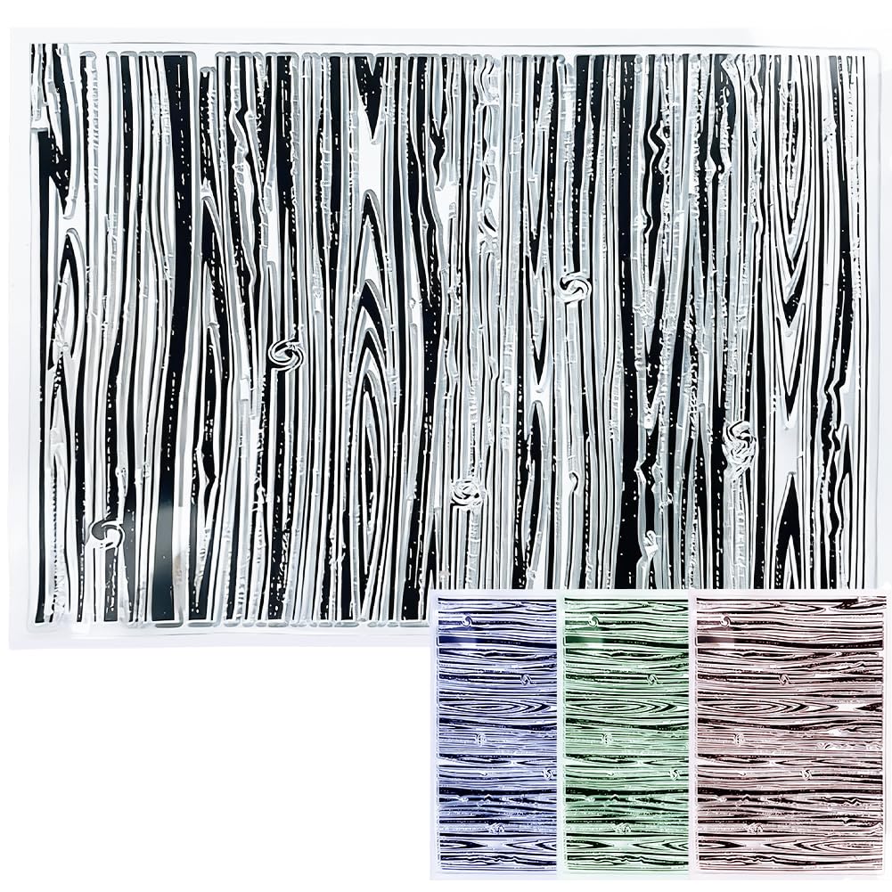 CRASPIRE Wood Grain Background Clear Stamps for Card Making Tree Texture Rubber Stamp Vinatge Retro Transparent Silicone Decorative Seals Journal Crafting DIY Photo Scrapbooking Cards Album Decoration