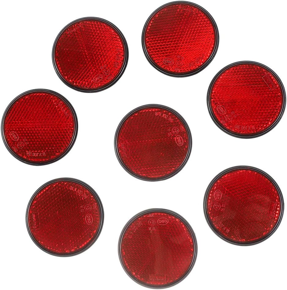 Eacalyc Trailer Round Rear Reflectors Self Adhesive Red Reflectors Stick-on Caravan Reflectors for Gate Posts Trailer Bike Truck Lorry or Agricultural Machines Pack of 8 - Image 4