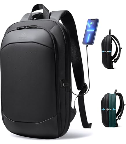 KORIN ClickPackPro Anti-Theft Laptop Backpack Waterproof Travel Daypack With USB Charging Port And TSA Lock, Snappak Black