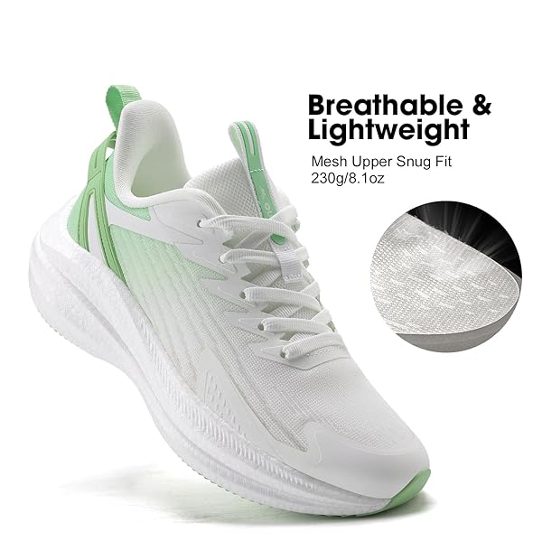 OUTJET WOMEN’S RUNNING SHOES LIGHTWEIGHT CUSHIONED SNEAKERS FOR WALKING, JOGGING, TRAVEL, GYM – BREATHABLE MESH, SOFT SOLE, STYLISH FIT GREEN