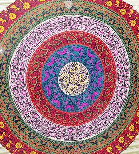 Mandala Round Roundy Beach Picnic Throw Tapestry Hippy Boho Gypsy Cotton Tablecloth Towel ,Yoga Mat, Cushion Cover, Tote Bag, Pillow Sham,