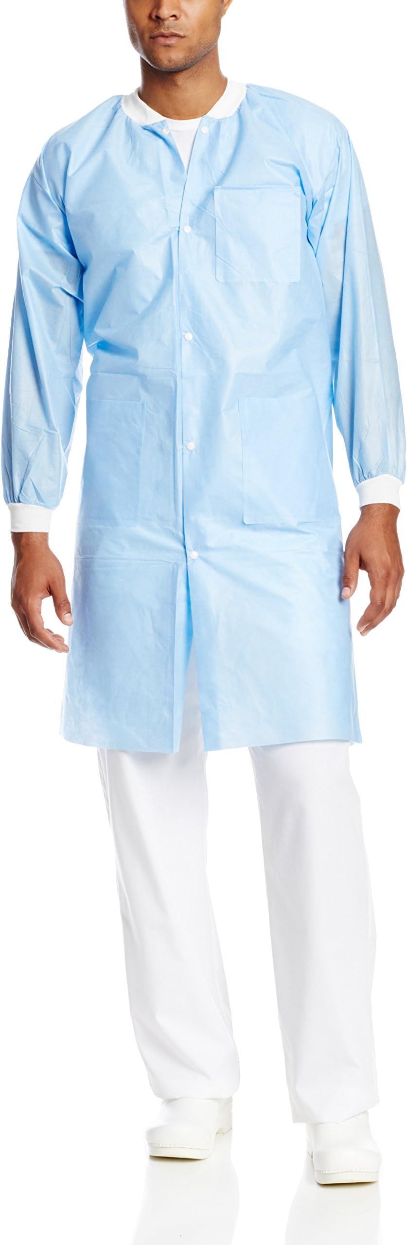ValuMax 3660MB2XL Extra-Safe, Wrinkle-Free, Noble Looking Disposable SMS Knee Length Lab Coat, Medical Blue, 2XL, Pack of 10