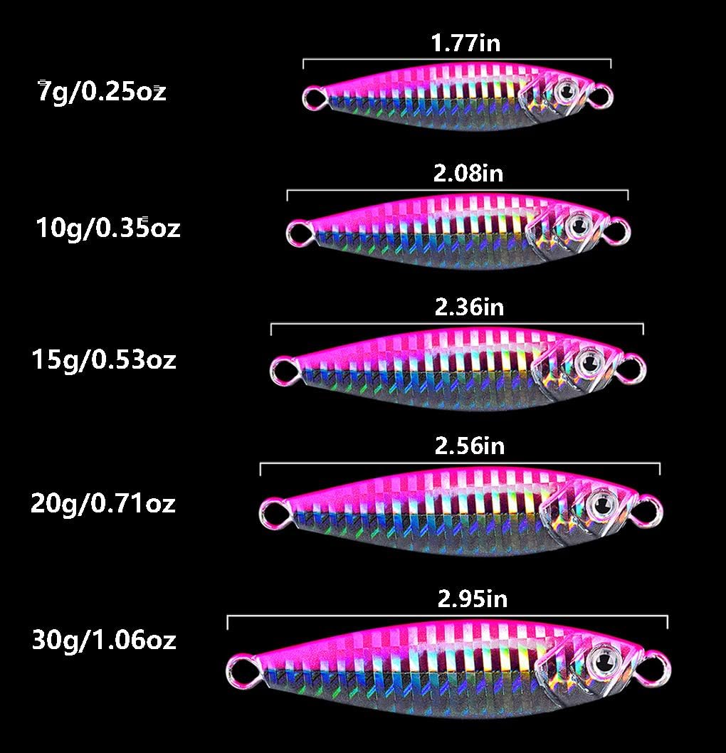 Dyxssm Jigs Fishing Spoons Hard Lures Spinners Jigging Bait 7g 10g 15g 20g 30g (Pack of 6) : Sports & Outdoors