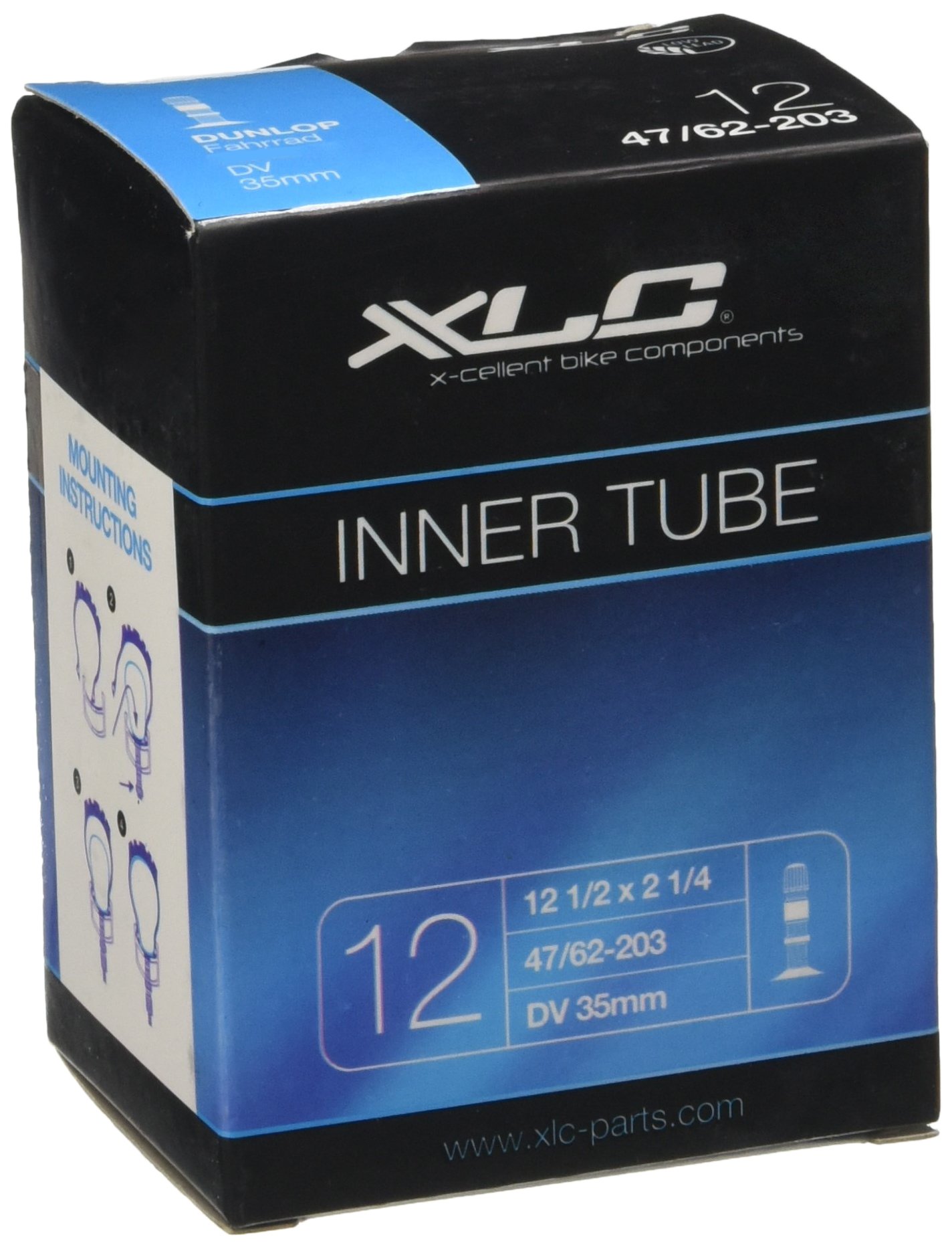 XLC Bicycle Tube 12 1/2 x 2 1/4 47/62-203 DV 32 mm, 2508120000