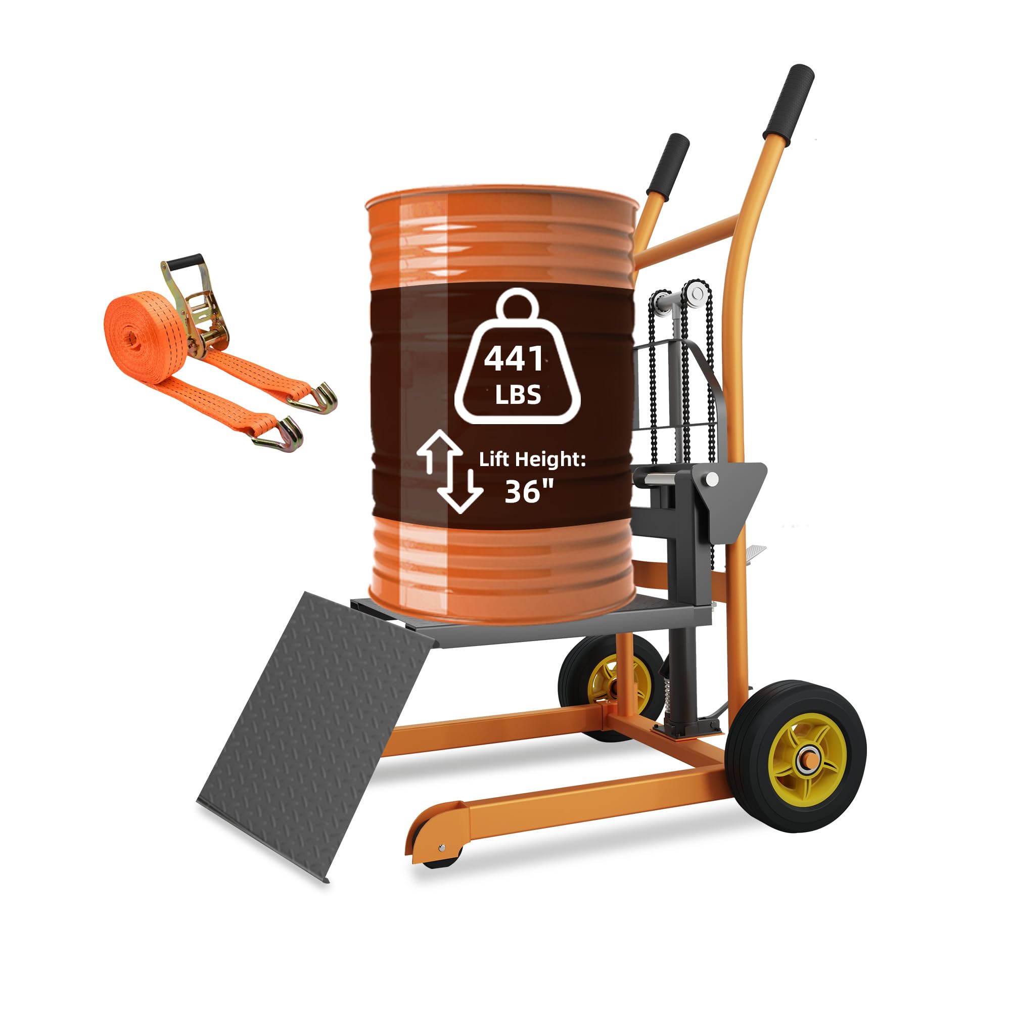 Photo 1 of **HANDLE GRIPS ARE SCRAPED**LuminaLiftCure Hydraulic Material Lift Pallet Truck 441 lbs Manual Winch Stacker 36" Max Lift Height, Lift Table Cart