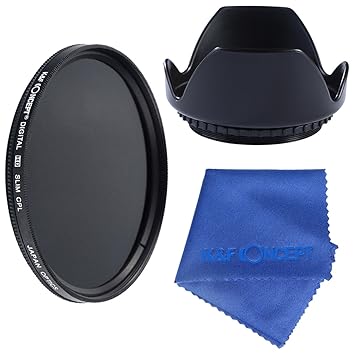 K&F 3 teiliges 52mm Slim Objektiv Filter Set CPL Filter Kamera Filter Zubehör 52mm Gegenlichtblende für Nikon D5300 D5200 D51
