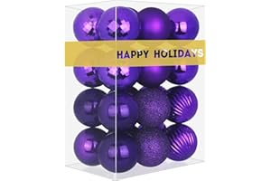 GameXcel 24Pcs Christmas Balls Ornaments for Xmas Tree - Shatterproof Christmas Tree Decorations Medium Hanging Ball Purple 2.5in x 24 Pack