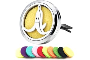 AZNECK 30mm Car Essential Oil Diffuser Vent Clips Air Freshener Vent Clip Aromatherapy Car Accessories 10 Felt Pads for Gift Women (Banana)
