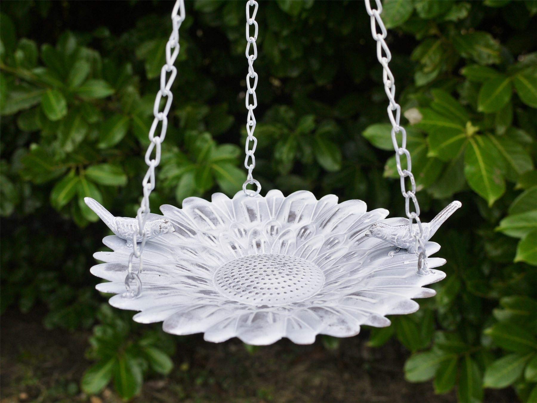 Black Country Metal Works Hanging Flower Bird Feeder - Rustic Cream