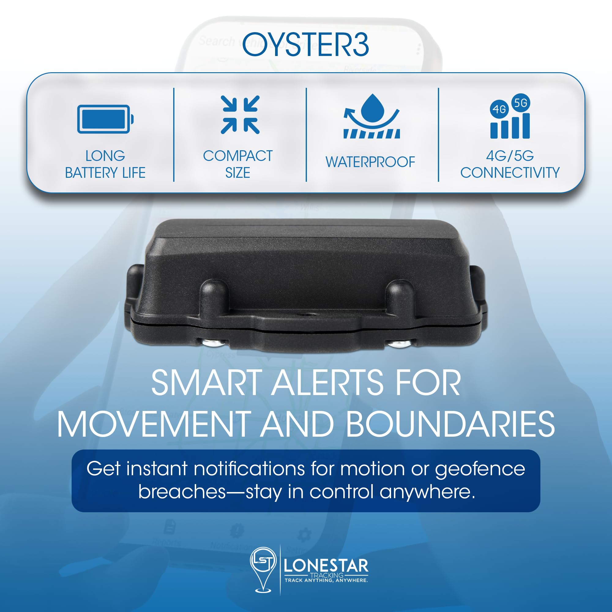 Lonestar Tracking Oyster3 Hidden GPS Tracker – 4G & 5G Waterproof Vehicle & Trailer Tracker – Anti-Theft Car, Long Battery Life, Multi-GNSS Precision, Geofence & Recovery Mode Real-Time Asset Tracking