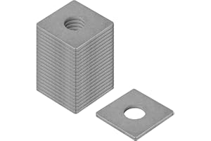 heneng 20 Pcs 304 Stainless Steel Square Plate Washers, Fits 1-5/8" Strut Channel, 1/2" Bolt Hole, Flat Washer Fastener, 2.8mm Thick
