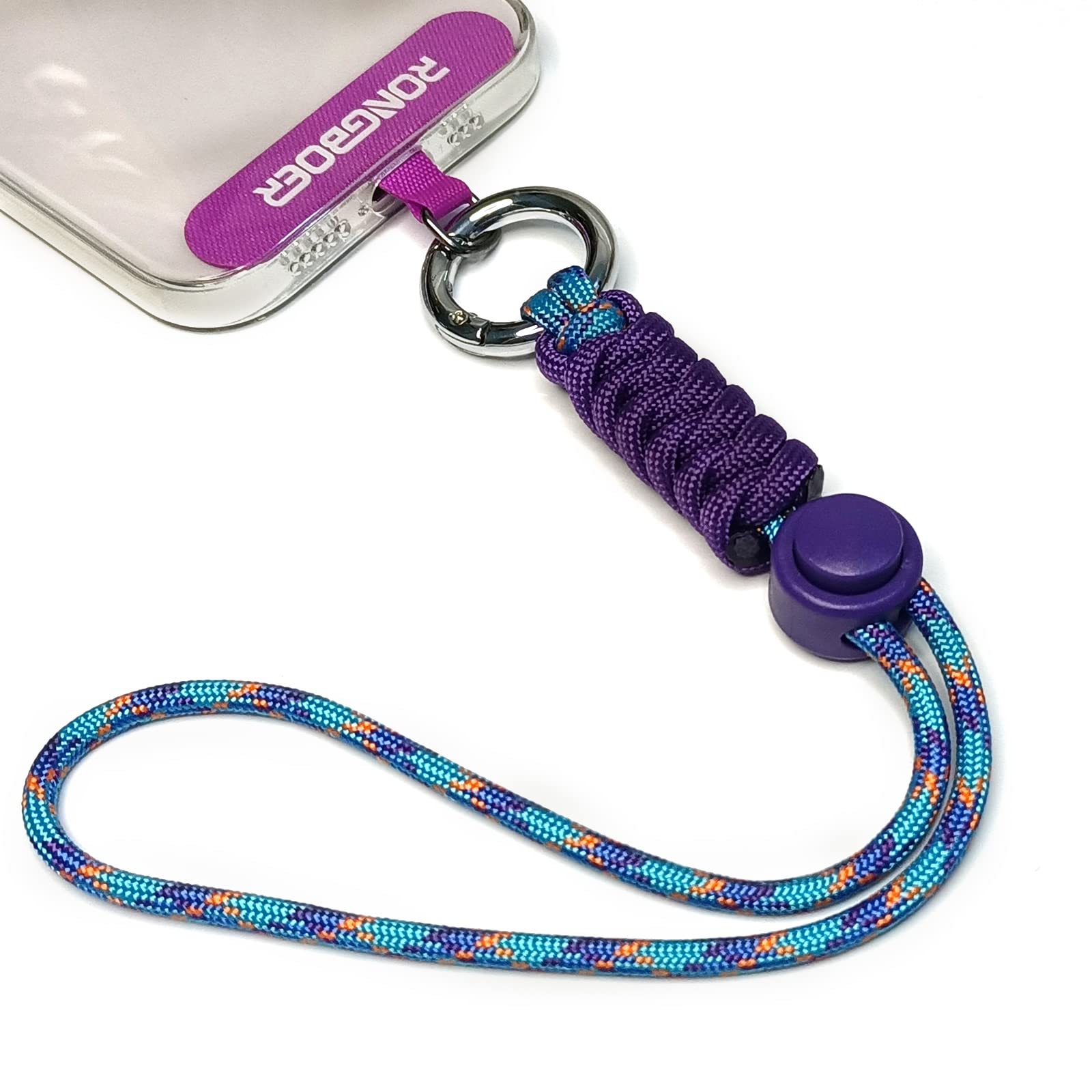 Photo 1 of Rongboer Cell Phone Lanyard - Wrist Strap for Women, Phone Bracelet, Camera Wrist Lanyard, Short Wrist Lanyard for Keys, Keychain Lanyard - Purple Blue