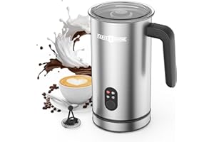 PARIS RHÔNE Milk Frother, Electric Milk Frother and Steamer, 300ML/10.1OZ Milk Steamer, 4 in 1 Hot/Cold Foam Maker, Non-Stick Interior for Coffee, Latte, Hot Milk, Cappuccino, Macchiato, Silver