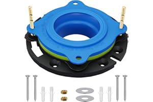 MENNTY Toilet Flange Repair Kit- Include Flange & Elastic Wax Ring Gasket with Brass Bolts and Hardware, Universal Rubber Toilet Wax Ring Replacement Kit, Better Than Wax Toilet Seal