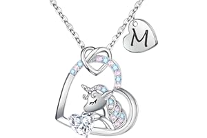 IEFRICH Unicorns Gifts for Girls - Unicorns Gifts CZ Heart Unicorn Necklaces for Girls Jewelry Initial Necklaces for Girls Teen Unicorns Gifts for Girls Unicorn Jewelry Birthday Gifts