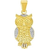 Jewelry America 14k Yellow Gold Elegant Owl Standing Pendant