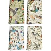 4 Pcs Vintage Hummingbird Kitchen Towels, Artistic Decorative Absorbent Microfiber Dish Cloth Tea Towel, Floral Waffle Hand Towels for Farmhouse Home Bathroom, Bird Lover Gifts