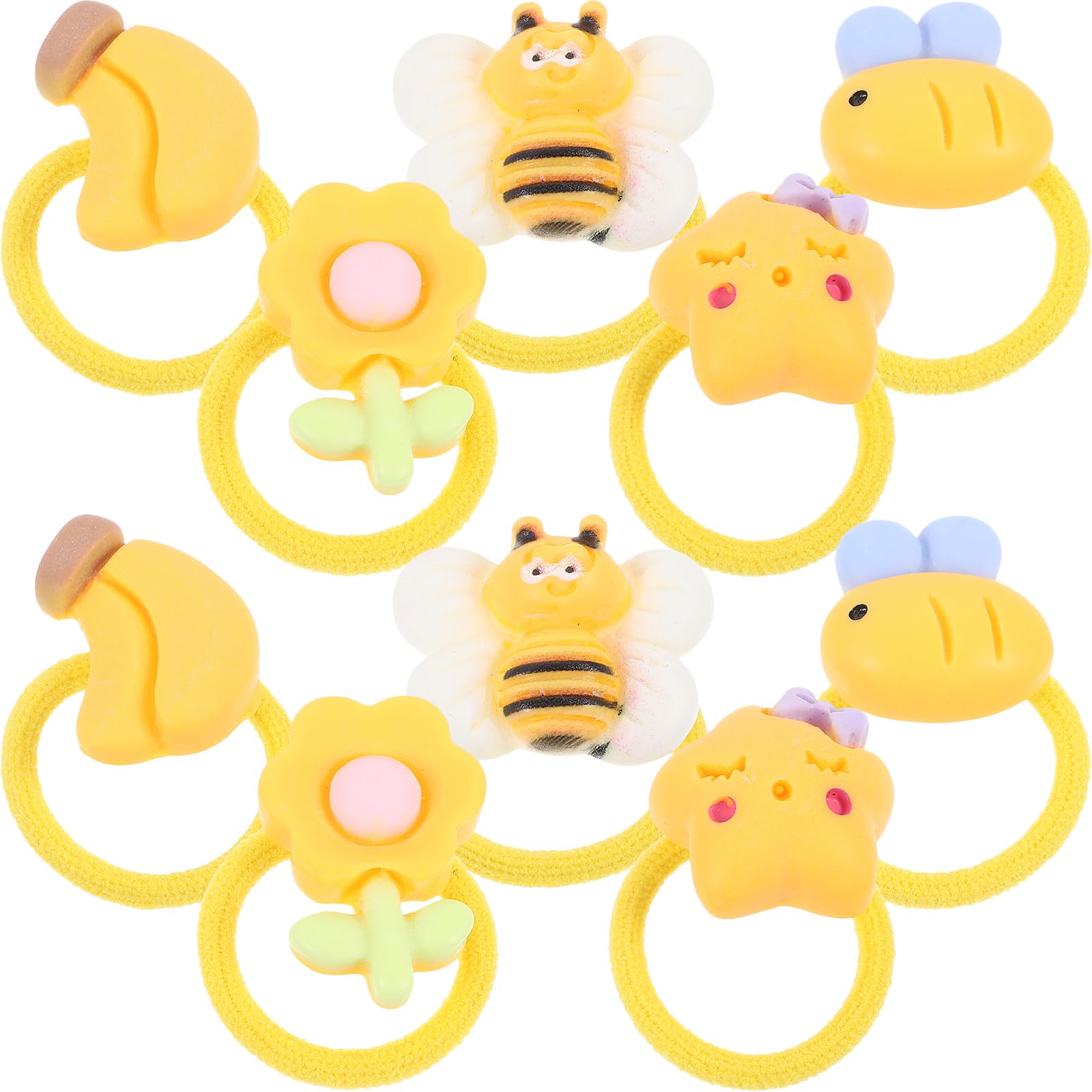 HANABASS 10Pcs Yellow Bee Pet Hairbands, Elastic Dog Hair Ties, Puppy Hair Accessories for Cats and Dogs, Resin Nylon Bows for Daily Wear and Special Occasions